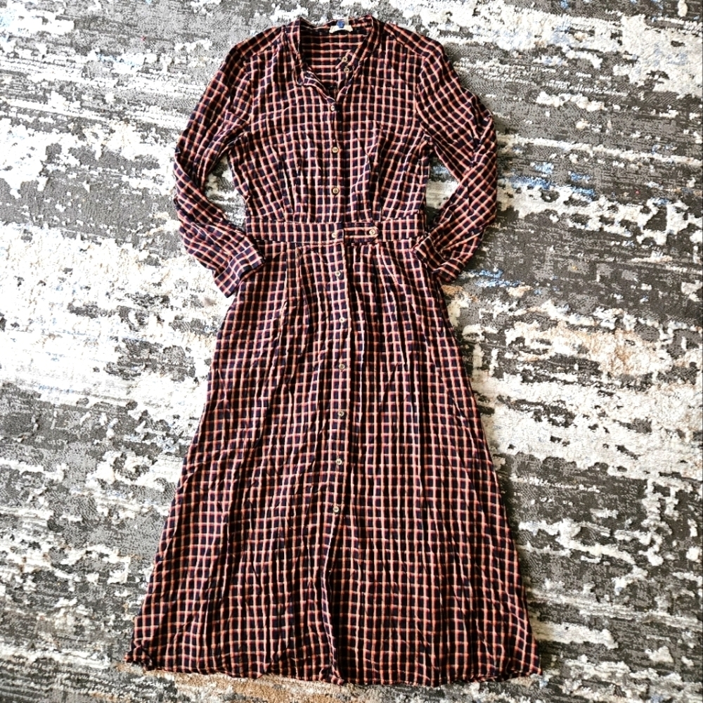 Court and Rowe plaid vintage style full button down pocket detail maxi dress